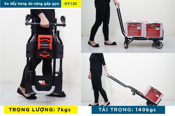 Xe đẩy hàng đa năng chuyển đổi 2 bánh và 4 bánh, gấp gọn ADVINDEQ HT-120 - hình 6
