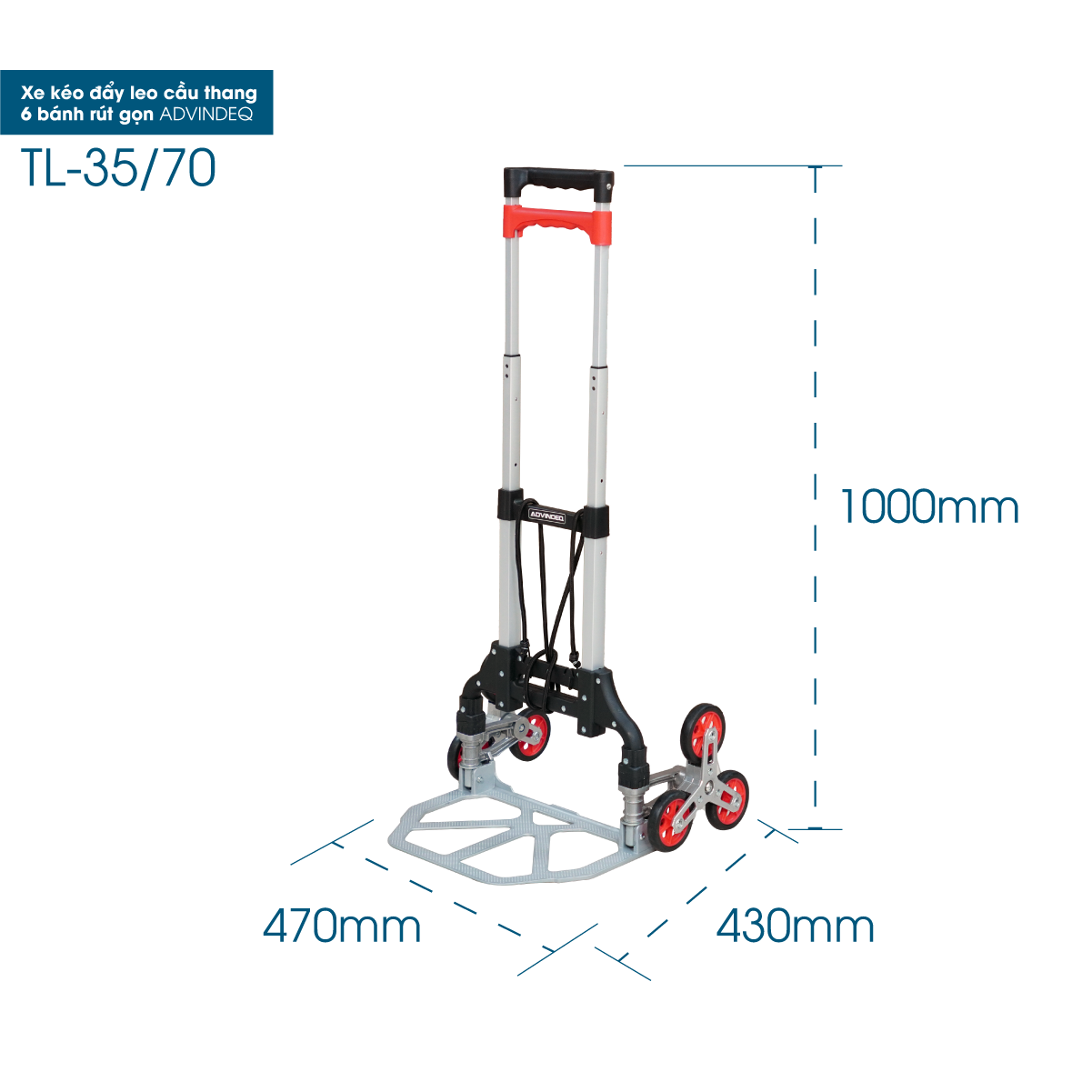 Xe kéo đẩy leo cầu thang 6 bánh rút gọn ADVINDEQ TL-35/70 - hình 7