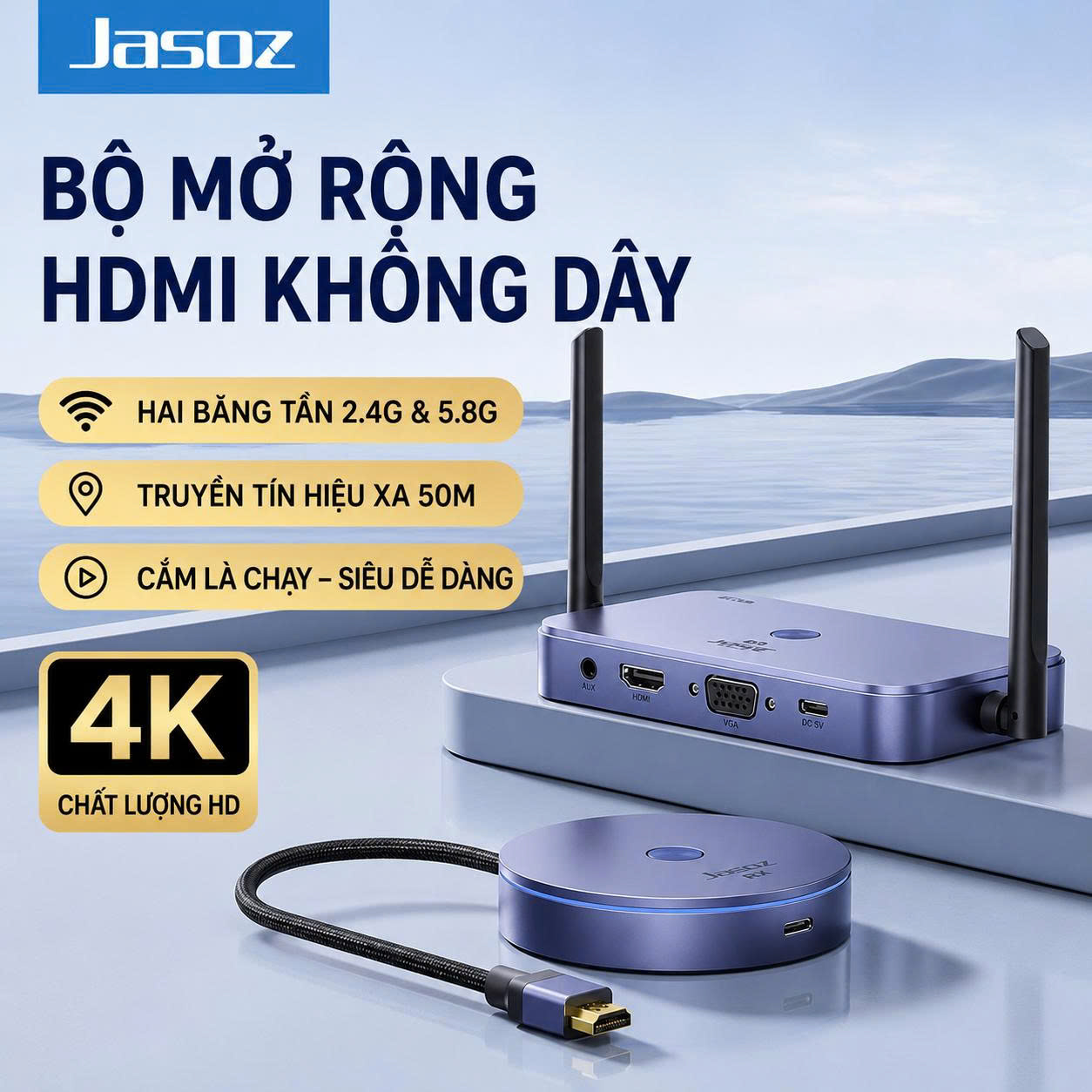 Mở rộng HDMI Không Dây 4K Khoảng Cách 50M Jasoz T-G168