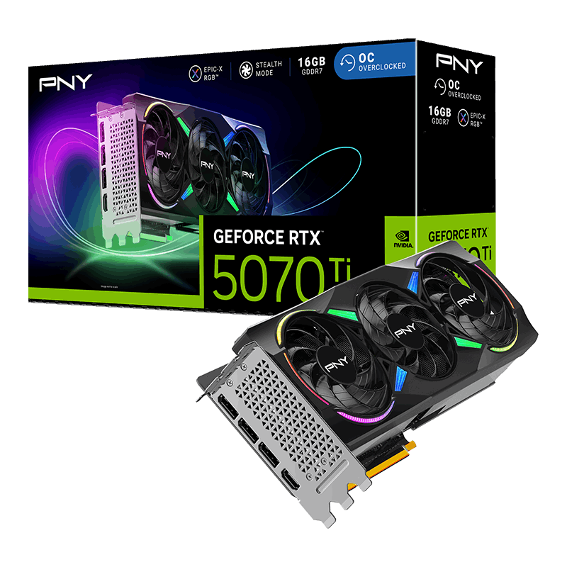 PNY GeForce RTX 5070 Ti 16GB ARGB Overclocked Triple Fan VCG5070T16TFXXPB1-O – Card đồ họa hiệu năng cao