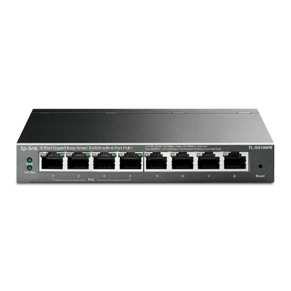 Switch TP-Link TL-SG108PE Easy Smart 8 cổng Gigabit với 4 cổng PoE+ | Hàng chính hãng