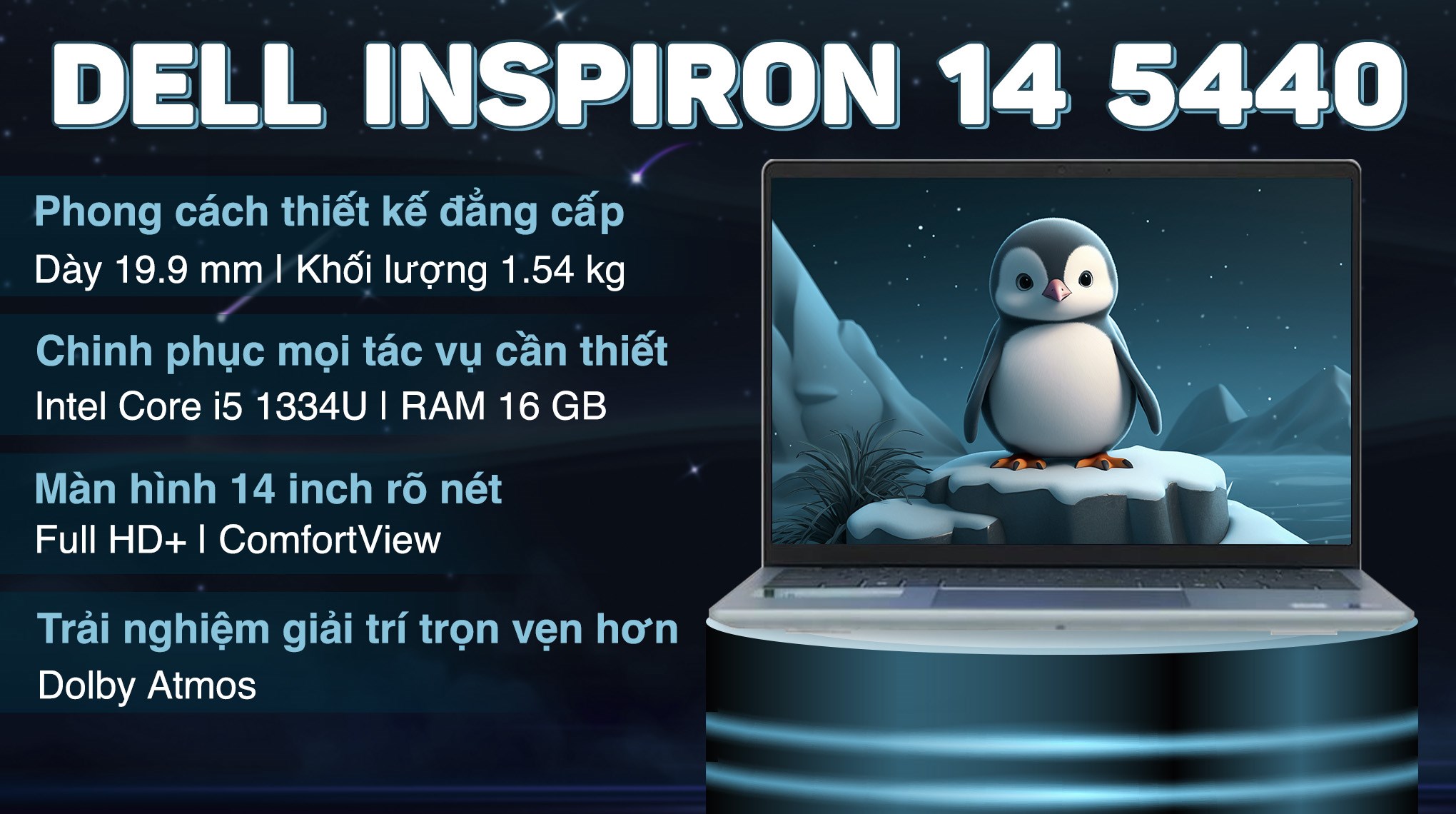 Laptop Dell Inspiron 14 5440 - NDY5V1 (i5 1334U, 16GB, 512GB, Full HD+, OfficeHS, Win11)