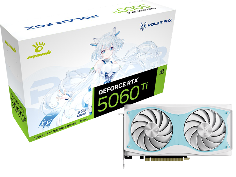 CARD ĐỒ HỌA MANLI POLAR FOX GEFORCE RTX 5060 TI OC 16GB GDDR7 M-N506TIPO/D716G-M2649