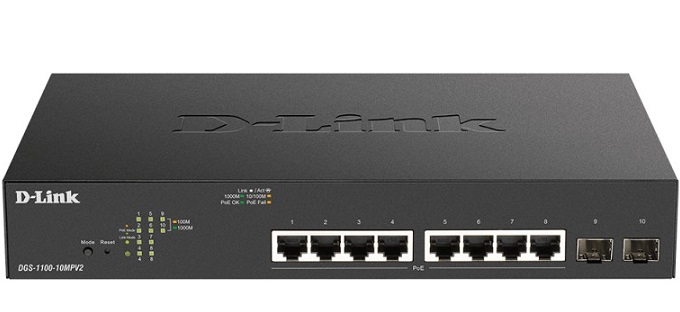 D-LINK DGS-1100-10MPV2 – SWITCH GIGABIT POE SMART MANAGED 10 CỔNG