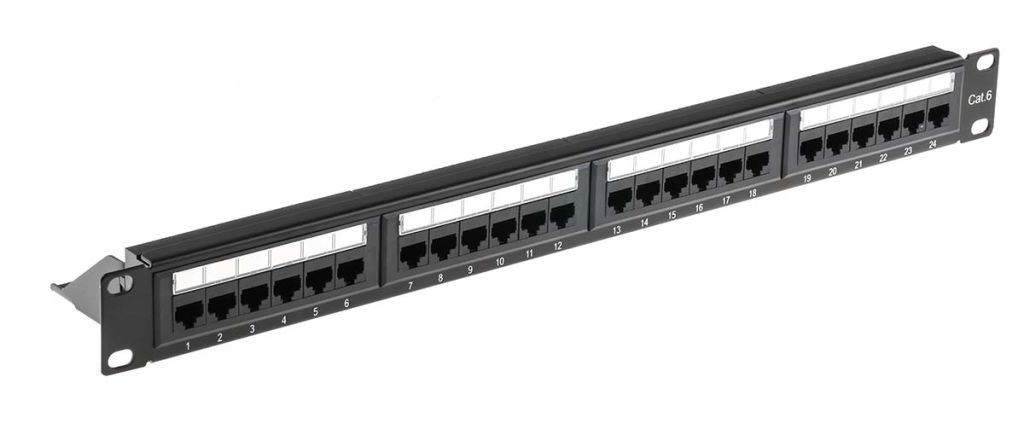 BASIC 19" 1U Patch Panel 24 Port Cat.6 RJ45 Black