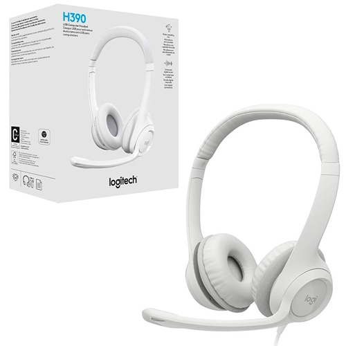Tai nghe Logitech H390 USB Computer Headset / White (981-001287) | Hàng chính hãng