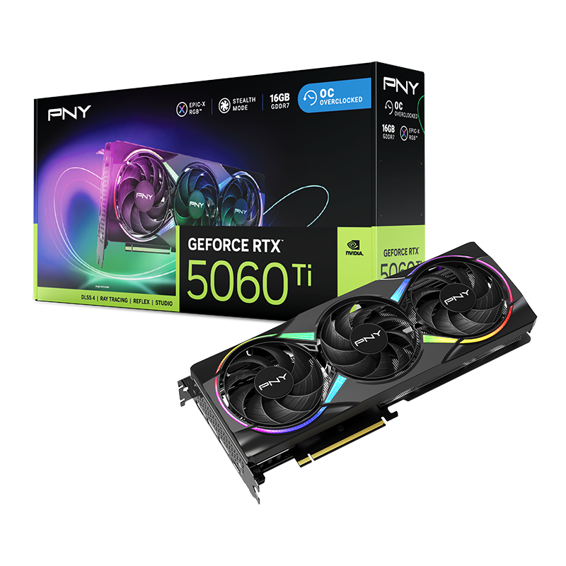 PNY GeForce RTX 5060 Ti 16GB EPIC-X RGB Overclocked Triple Fan VCG5060T16TFXXPB1-O