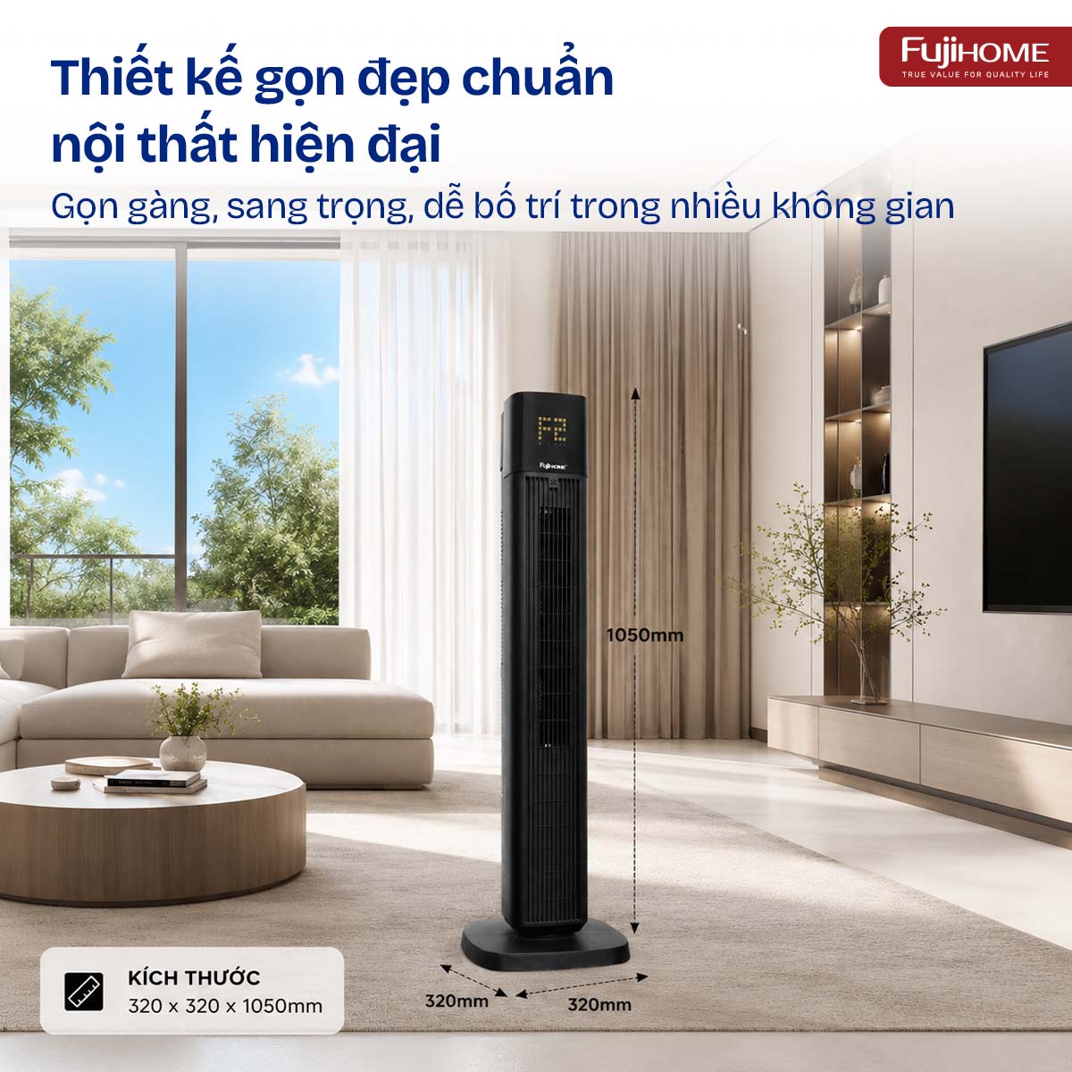 Quạt tháp Fujihome TF-51F 45W điều khiển từ xa | Hàng chính hãng