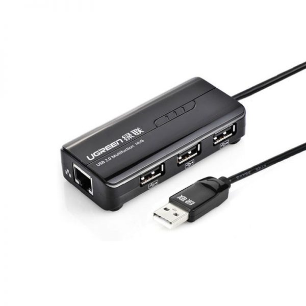 Bộ chia 3 cổng USB 2.0 kèm cổng mạng Ethernet 10/100Mbps Ugreen 20264 | Hàng chính hãng