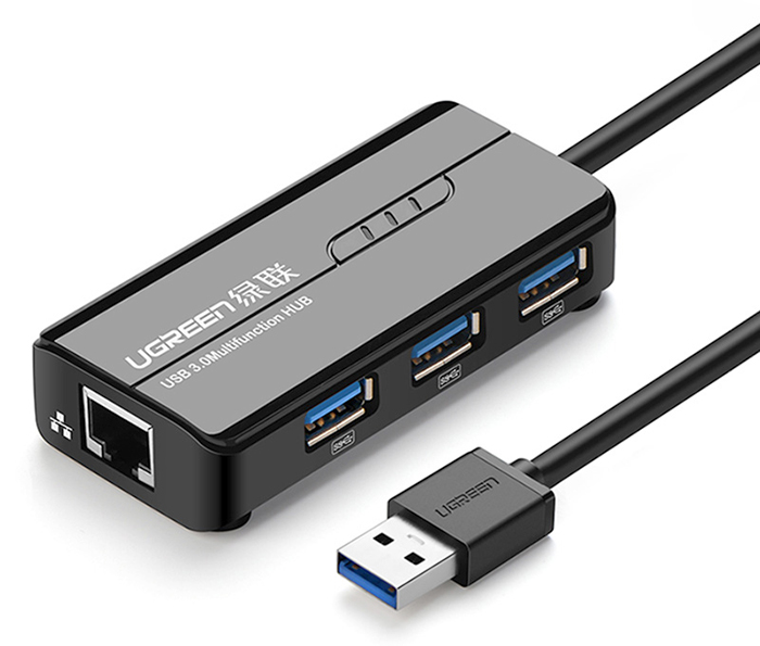 Bộ chia 3 cổng USB 3.0 tich hợp cổng Mạng Gigabit 10/100 / 1000Mbps Ugreen 20265 | Hàng chính hãng