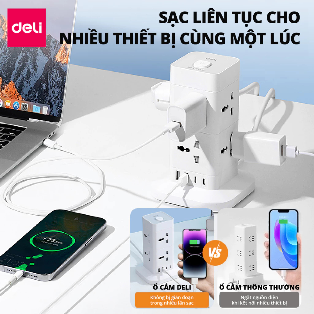 Ổ cắm điện đa năng Deli T426