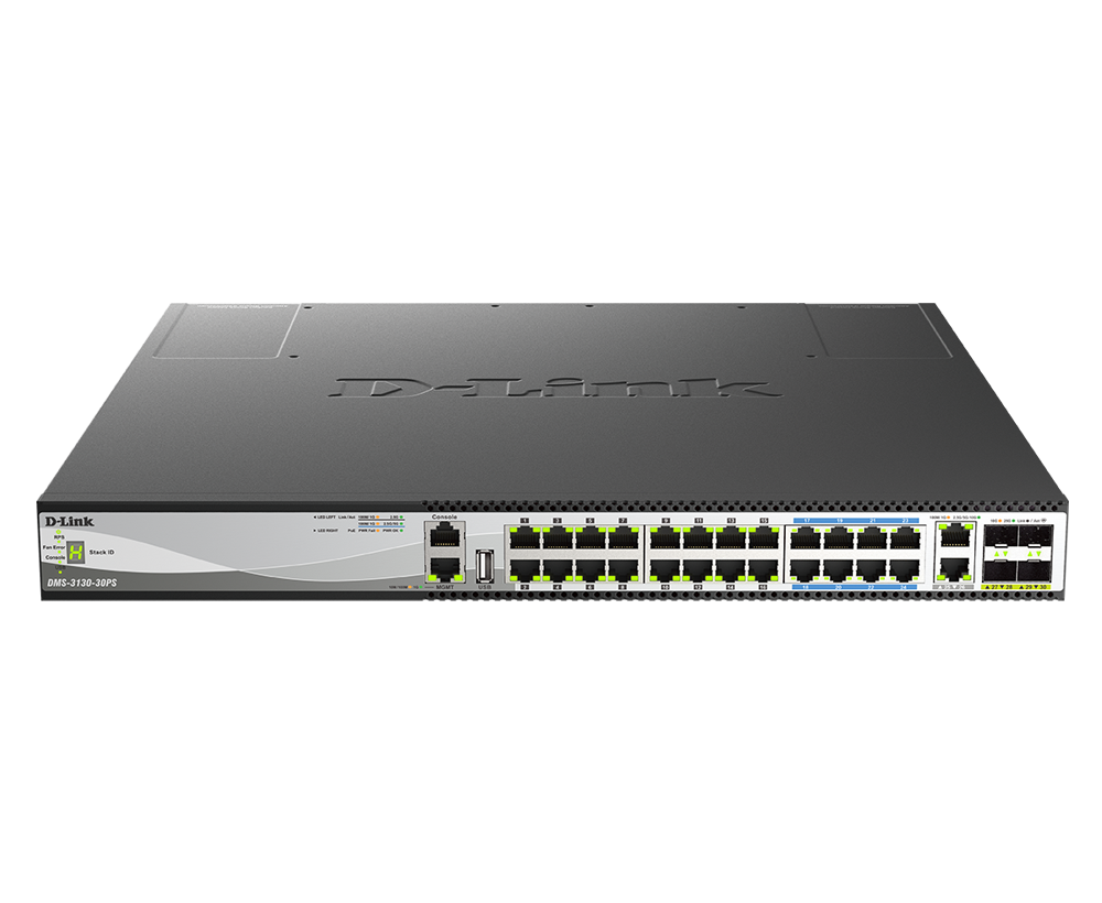 D-Link DMS-3130-30PS – Switch Layer 3 Stackable Multi-Gigabit Managed PoE