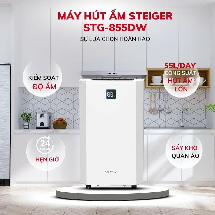 Máy Hút Ẩm Steiger STG-855DW: Giải Pháp Chống Nồm Ẩm Vượt Trội Cho Không Gian Lớn