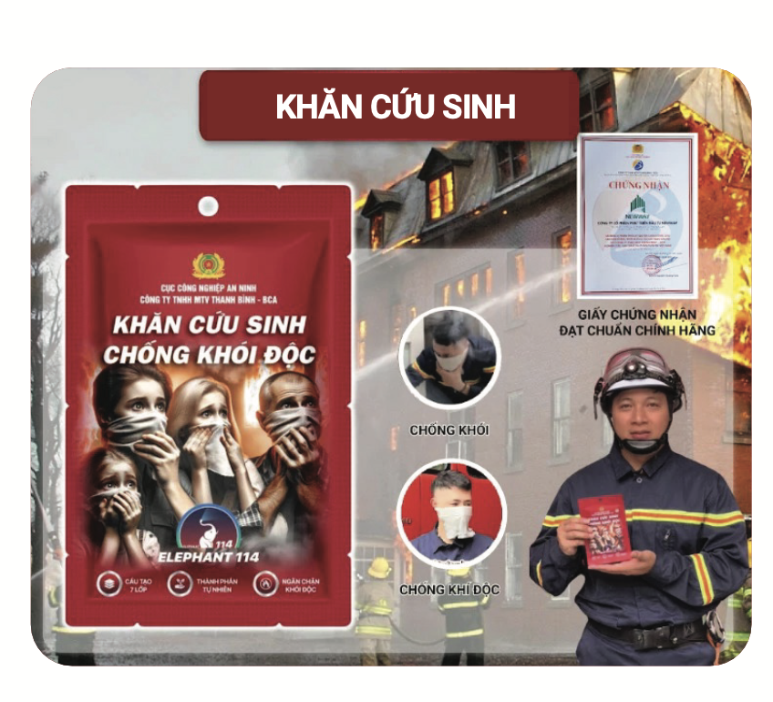 Khăn Cứu Sinh Chống Khói Độc Elephant 114 - Chính Hãng Bộ Công An