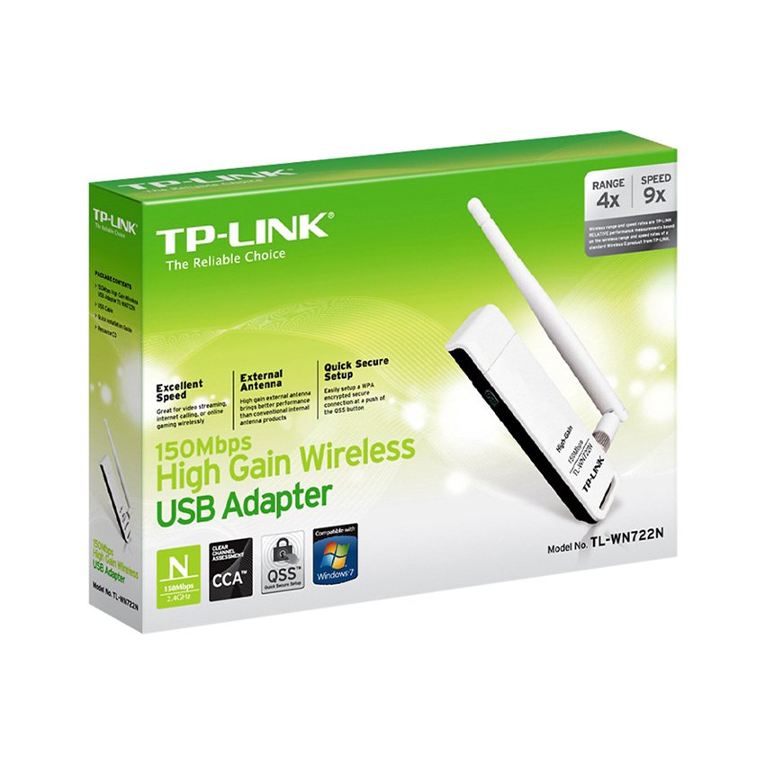 Card mạng không dây USB TP-Link TL-WN722N Wireless N150Mbps | Hàng chính hãng
