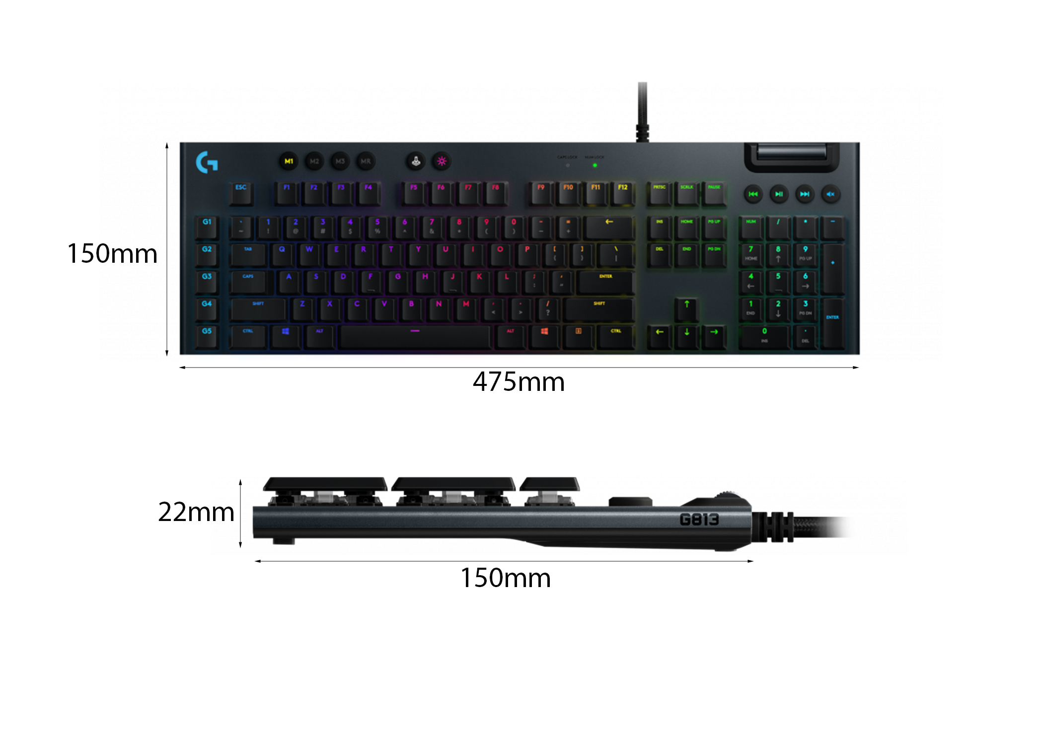 Bàn phím cơ Logitech G813 LIGHTSYNC RGB MECHANICAL CLICKY 920-009098 | Hàng chính hãng
