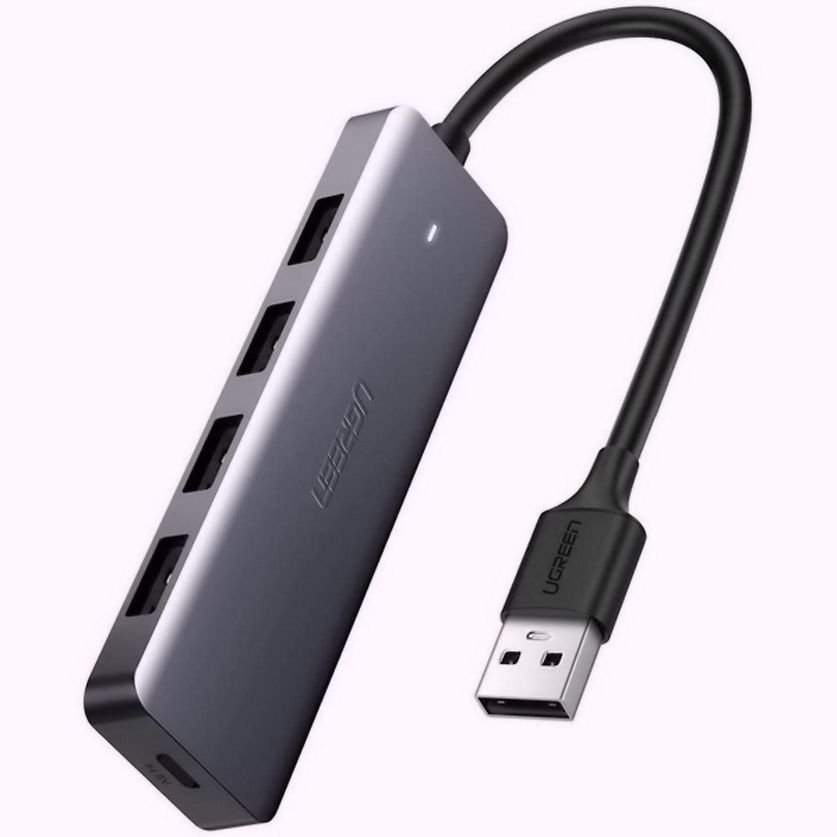 Hub chia 4 cổng USB 3.0 hỗ trợ cấp nguồn Micro USB chính hãng Ugreen 50985 cao cấp | Hàng chính hãng