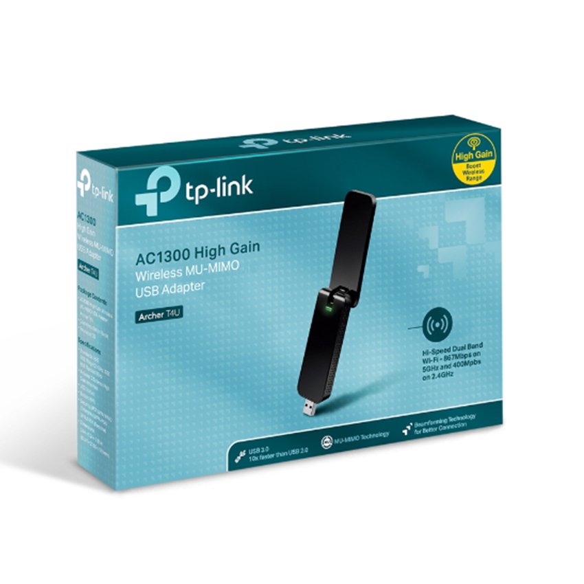 Card mạng không dây USB TP-Link Archer T4U AC1300 Dual Band Wireless | Hàng chính hãng