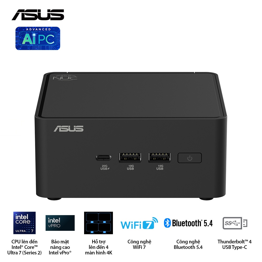 Bộ Mini PC Asus NUC 15 PRO Tall RNUC15CRHU700000I (Black)
