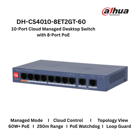 Switch PoE Dahua DH-CS4010-8ET2GT-60 10 cổng