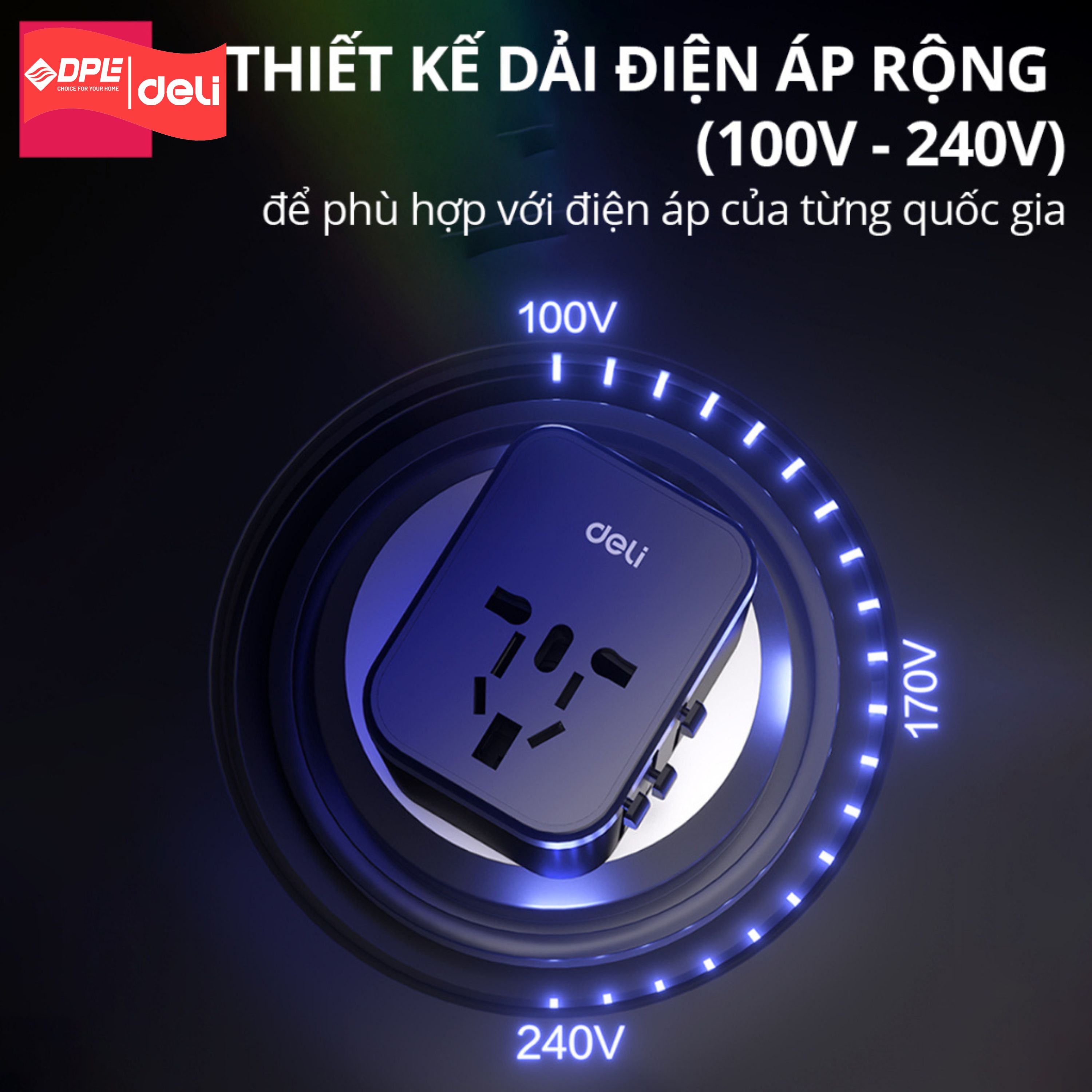 Ổ cắm điện đa năng Deli T766