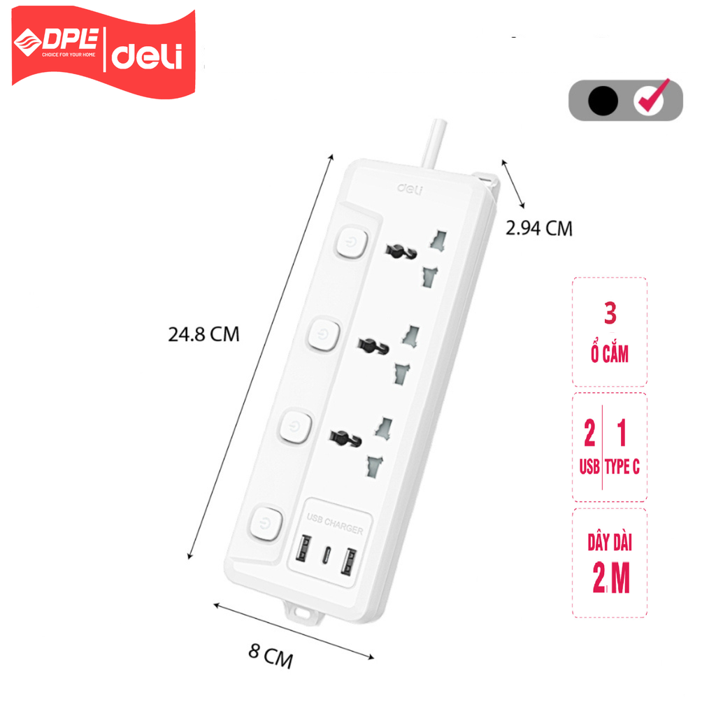Tổng hợp ổ cắm điện đa năng cao cấp Deli