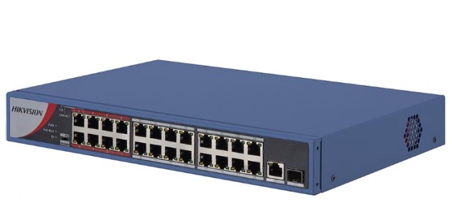 Hikvision Switch mạng 24 cổng PoE 100M, 1 cổng uplink 1000M, 1 cổng SFP độc lập 10/100/1000M , Layer 2 DS-3E0326P-E/M(B) | Hàng chính hãng