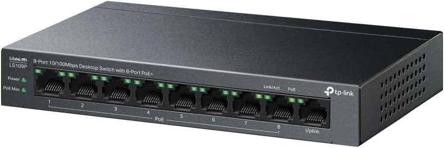Switch Để Bàn 9 Cổng 10/100Mbps với 8 Cổng PoE+ TP-Link LS109P | Hàng chính hãng