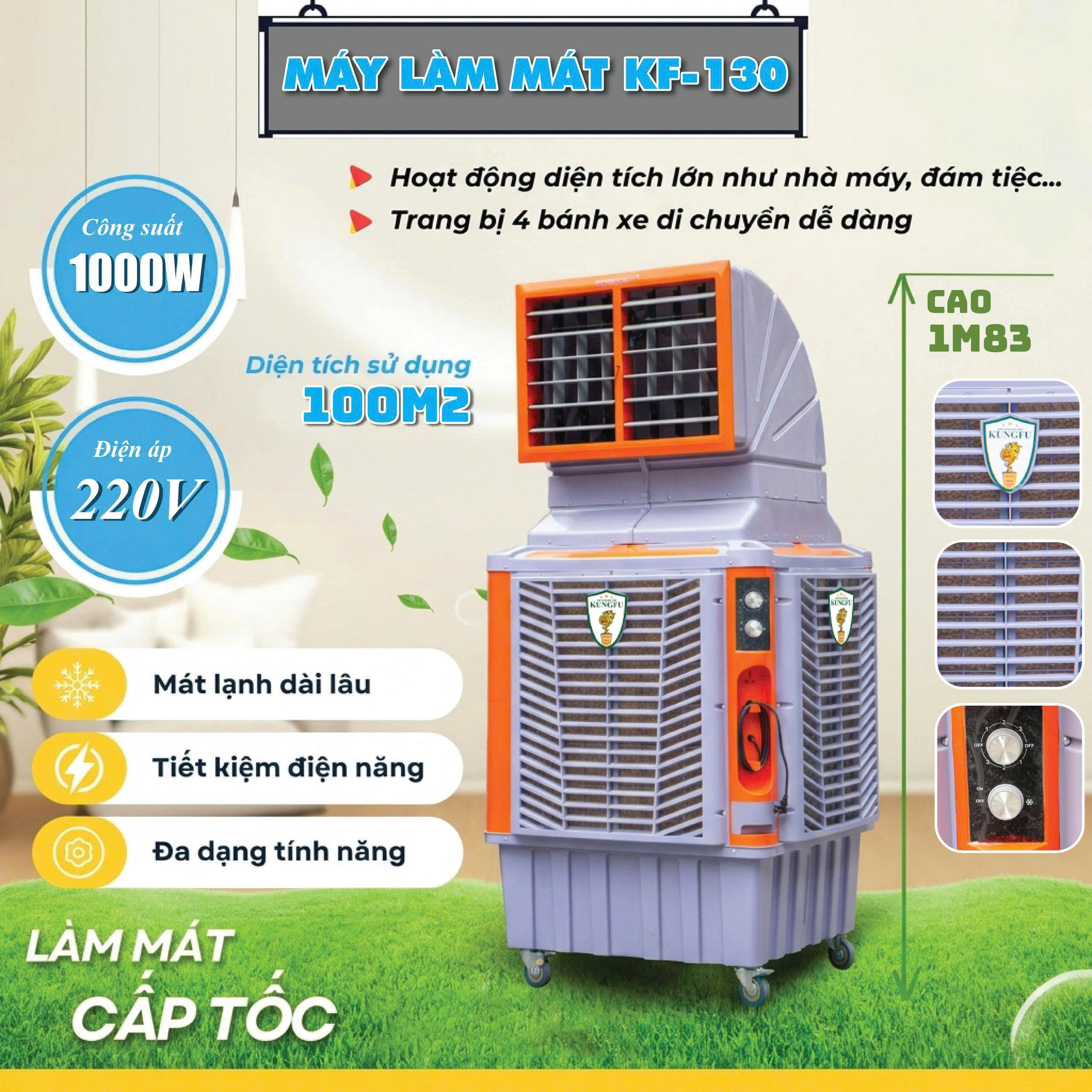 Máy Làm Mát Công Nghiệp Kungfu KF-130 – Giải Pháp Giải Nhiệt Diện Tích Lớn