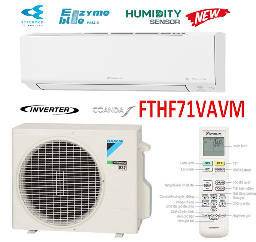 Điều hòa Daikin 2 chiều 24000BTU inverter gas R32 FTHF71VAVMV | Hàng chính hãng