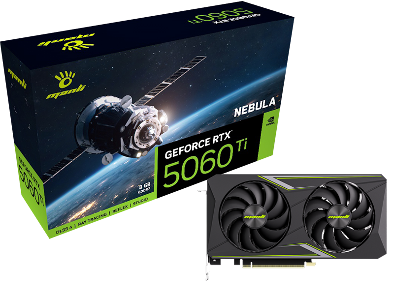 CARD ĐỒ HỌA MANLI NEBULA GEFORCE RTX 5060 TI 16GB GDDR7 M-N506TIN/D716G-M2650