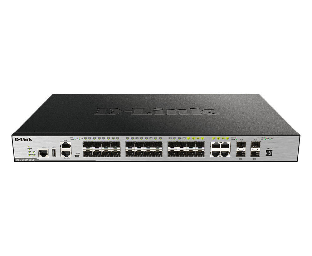 D-Link DGS-3630-28SC – Switch Layer 3 Stackable Managed Gigabit Fiber 28 Port