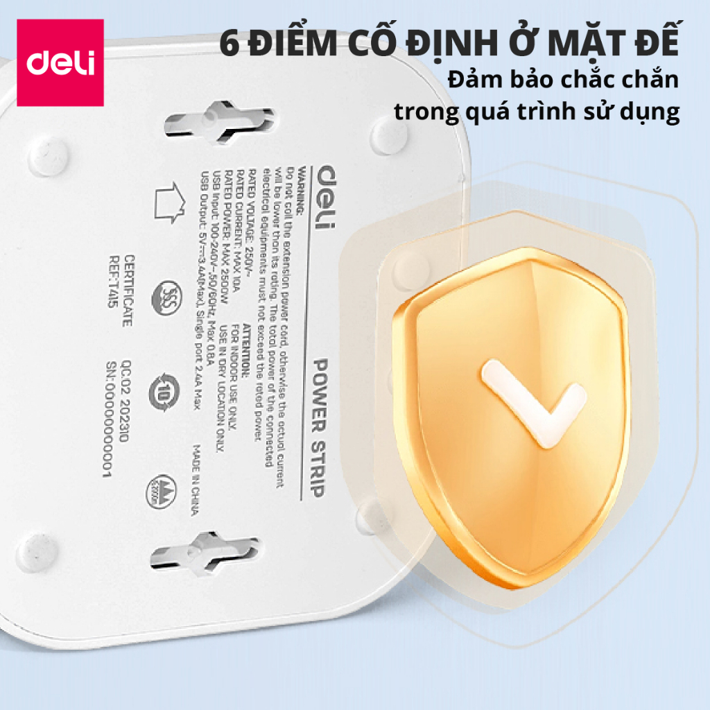 Ổ cắm điện đa năng Deli T426