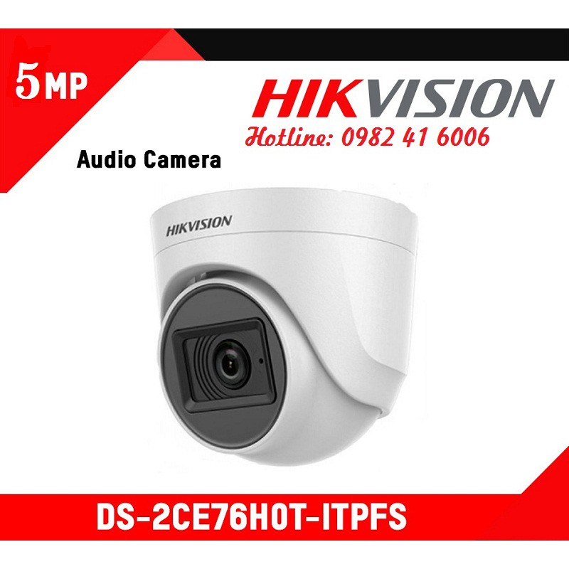 Hikvision Camera  DS-2CE76H0T-ITPFS HD-TVI   5MP –  tích hợp MIC | Hàng chính hãng