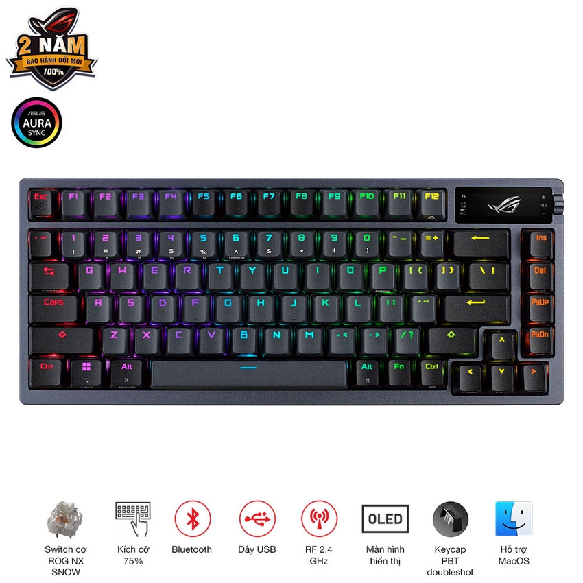 Bàn phím Gaming Asus ROG Azoth NX SW - 90MP031A-BKUA01 | Hàng chính hãng
