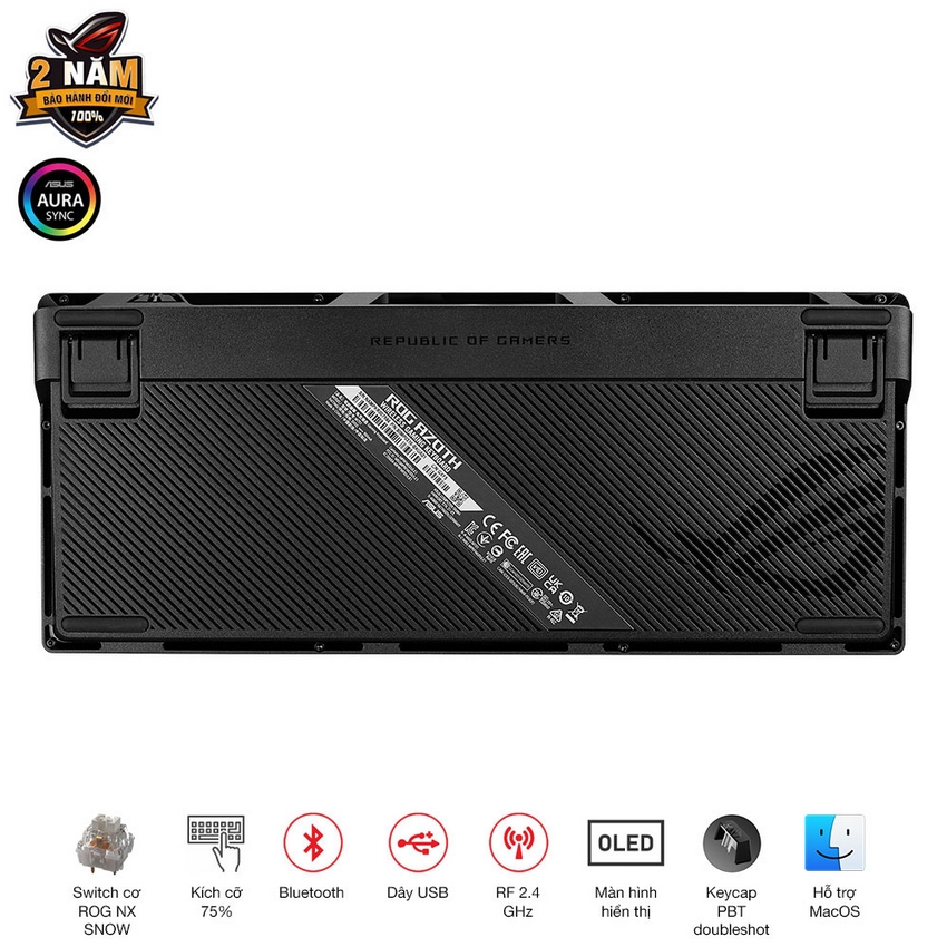 Bàn phím Gaming Asus ROG Azoth NX SW - 90MP031A-BKUA01 | Hàng chính hãng