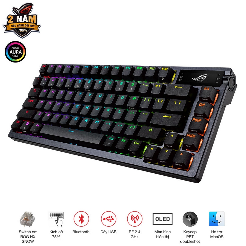 Bàn phím Gaming Asus ROG Azoth NX SW - 90MP031A-BKUA01 | Hàng chính hãng
