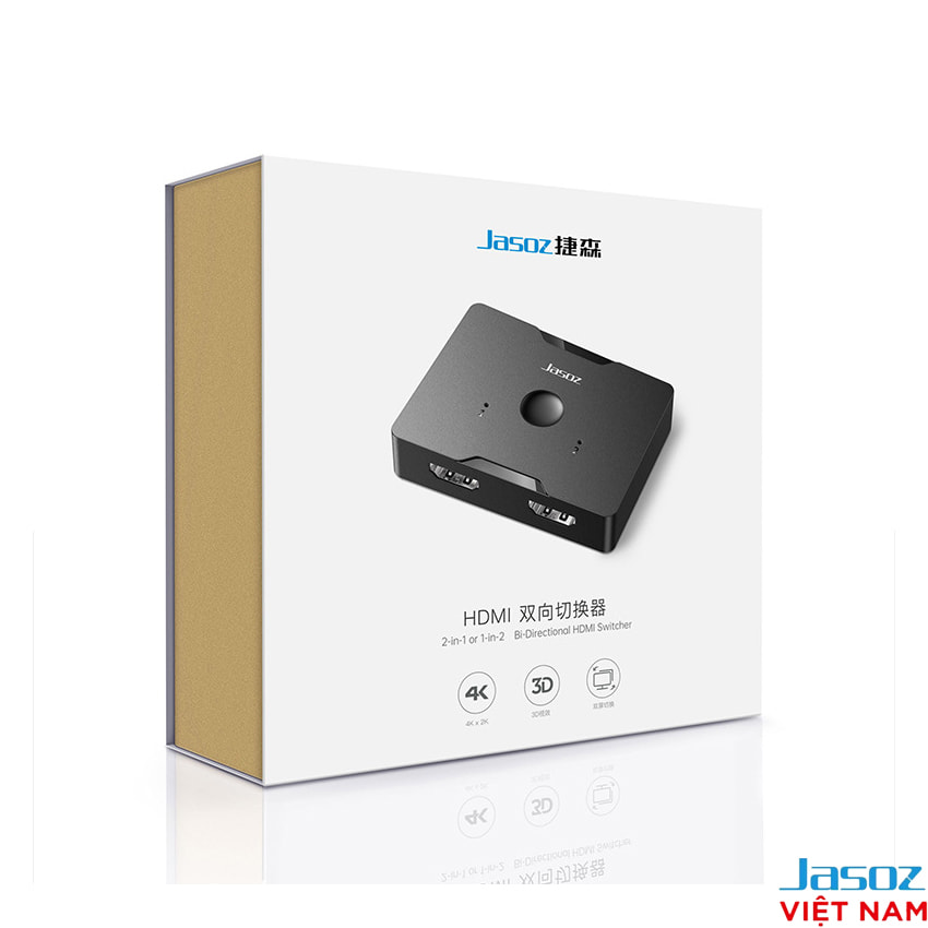 Bộ Chia HDMI 2 Chiều Jasoz G128 (T-G147) – Hỗ Trợ 4K/60Hz, Chuyển Đổi Thông Minh 2 Vào 1 Hoặc 1 Vào 2