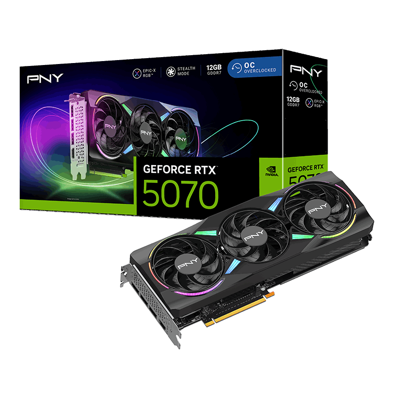 PNY GeForce RTX 5070 12GB ARGB Overclocked Triple Fan VCG507012TFXXPB1-O