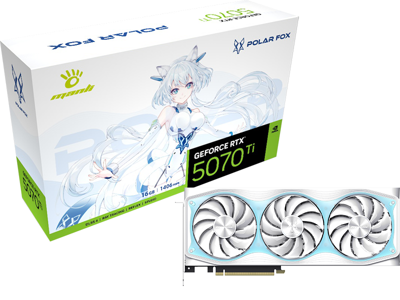 Card đồ họa Manli Polar Fox GeForce RTX 5070 Ti OC 16GB GDDR7 M-N507TIPO/D716G-M3644