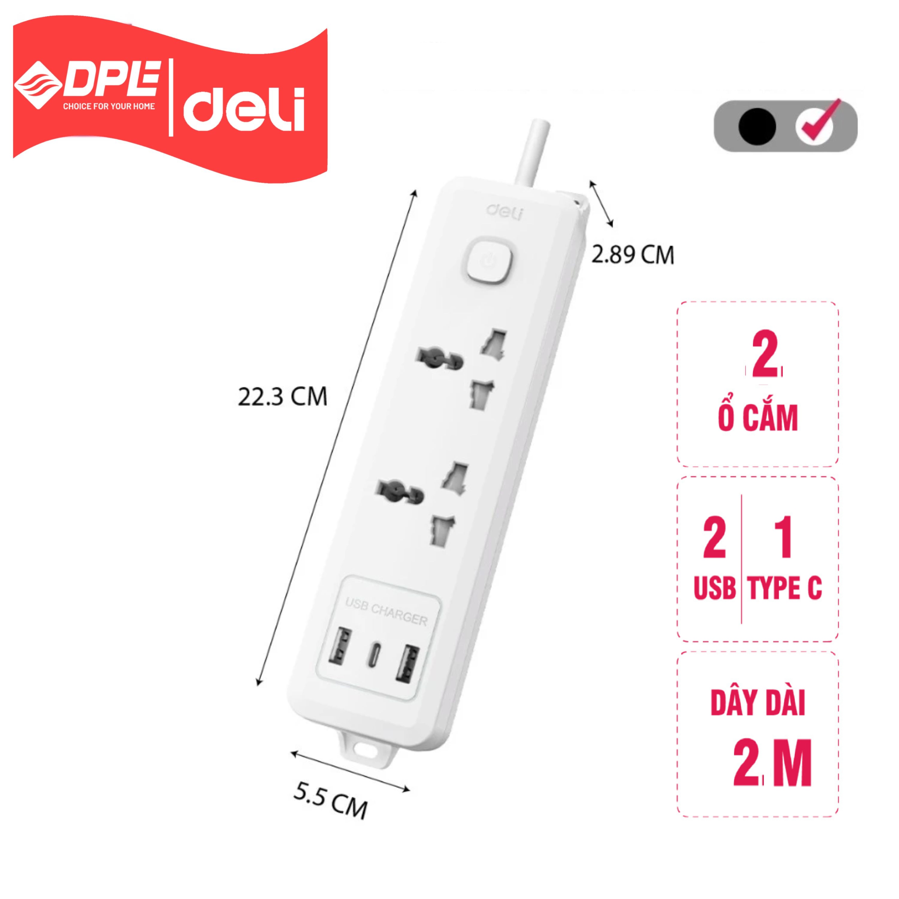 Ổ cắm điện đa năng Deli T707