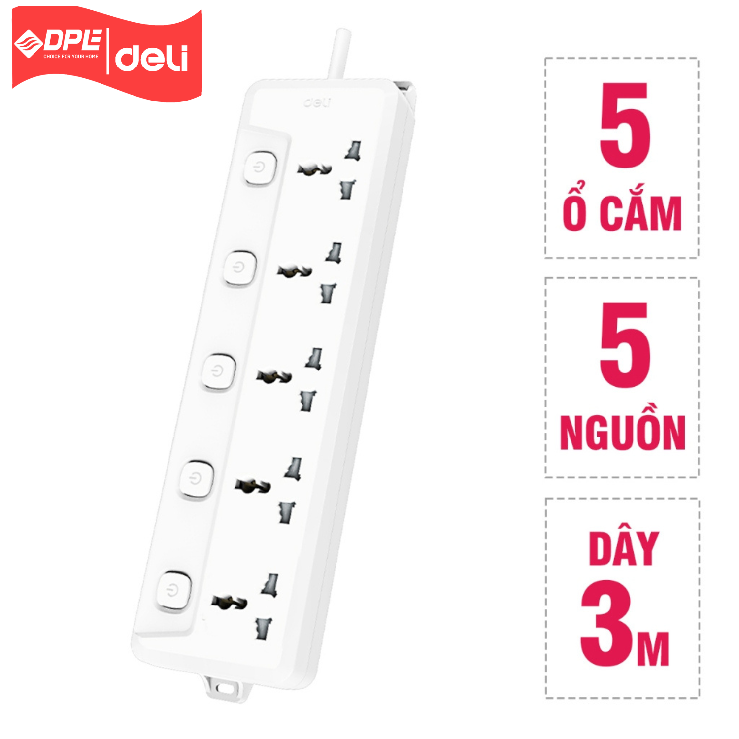 Ổ cắm điện đa năng Deli T798