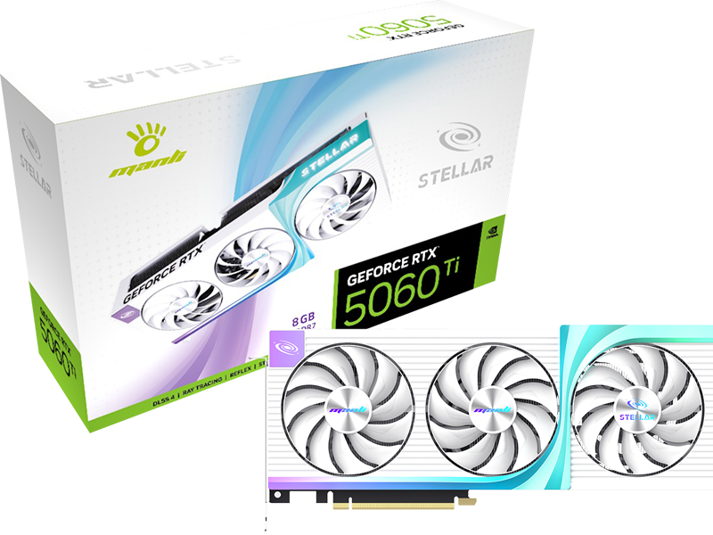 CARD ĐỒ HỌA MANLI STELLAR GEFORCE RTX 5060 TI OC 16GB GDDR7 M-N506TISO/D716G-M3648