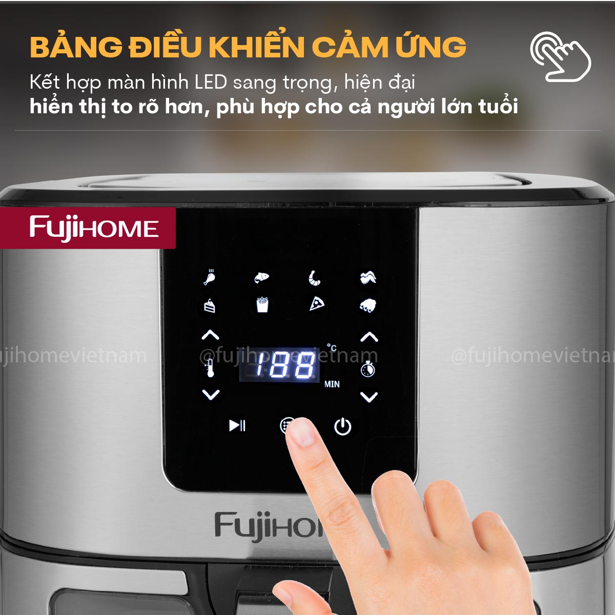 Nồi chiên không dầu Fujihome A10DG 10 lít 1800W điện tử | Hàng chính hãng