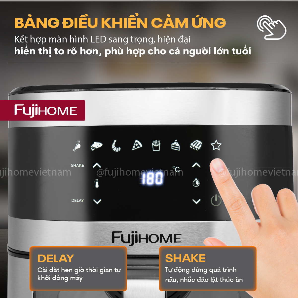 Nồi chiên không dầu Fujihome A10DG2 10 lít 1800W nhắc lật | Hàng chính hãng