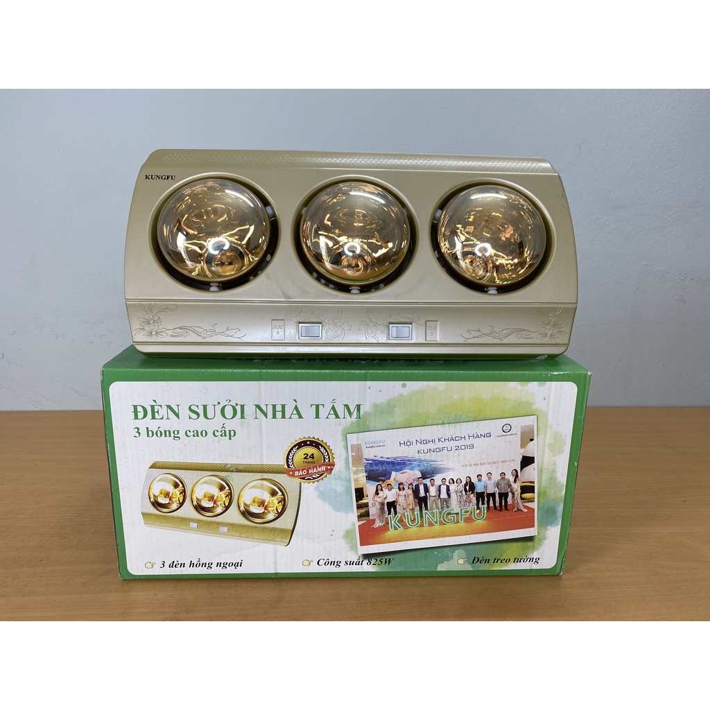 Đèn sưởi nhà tắm 3 bóng Kungfu KF-DS3 825W treo tường