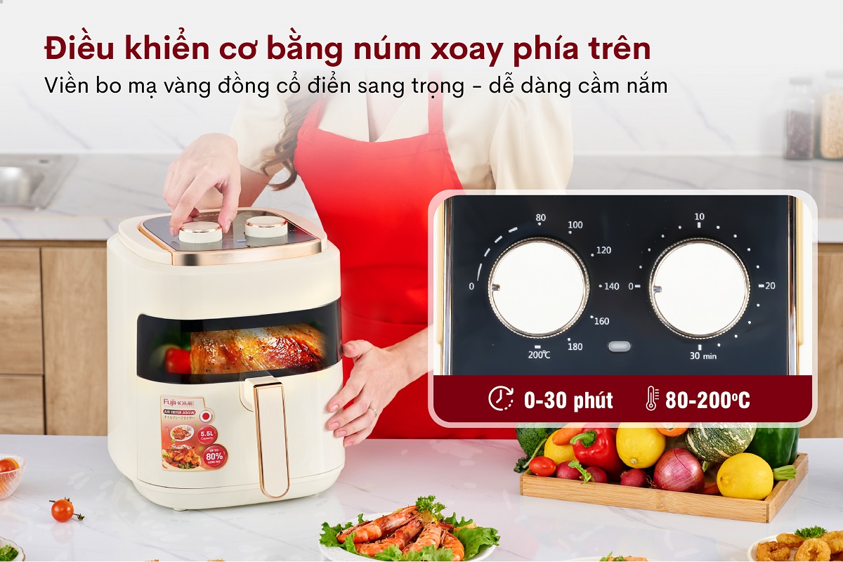 Nồi chiên không dầu Fujihome A5GW 5,5 lít 1600W | Hàng chính hãng