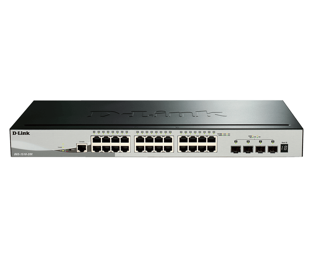 DGS-1510-28X – Switch Gigabit Layer 3 Lite Stackable 28 Port với 4 cổng 10G SFP+