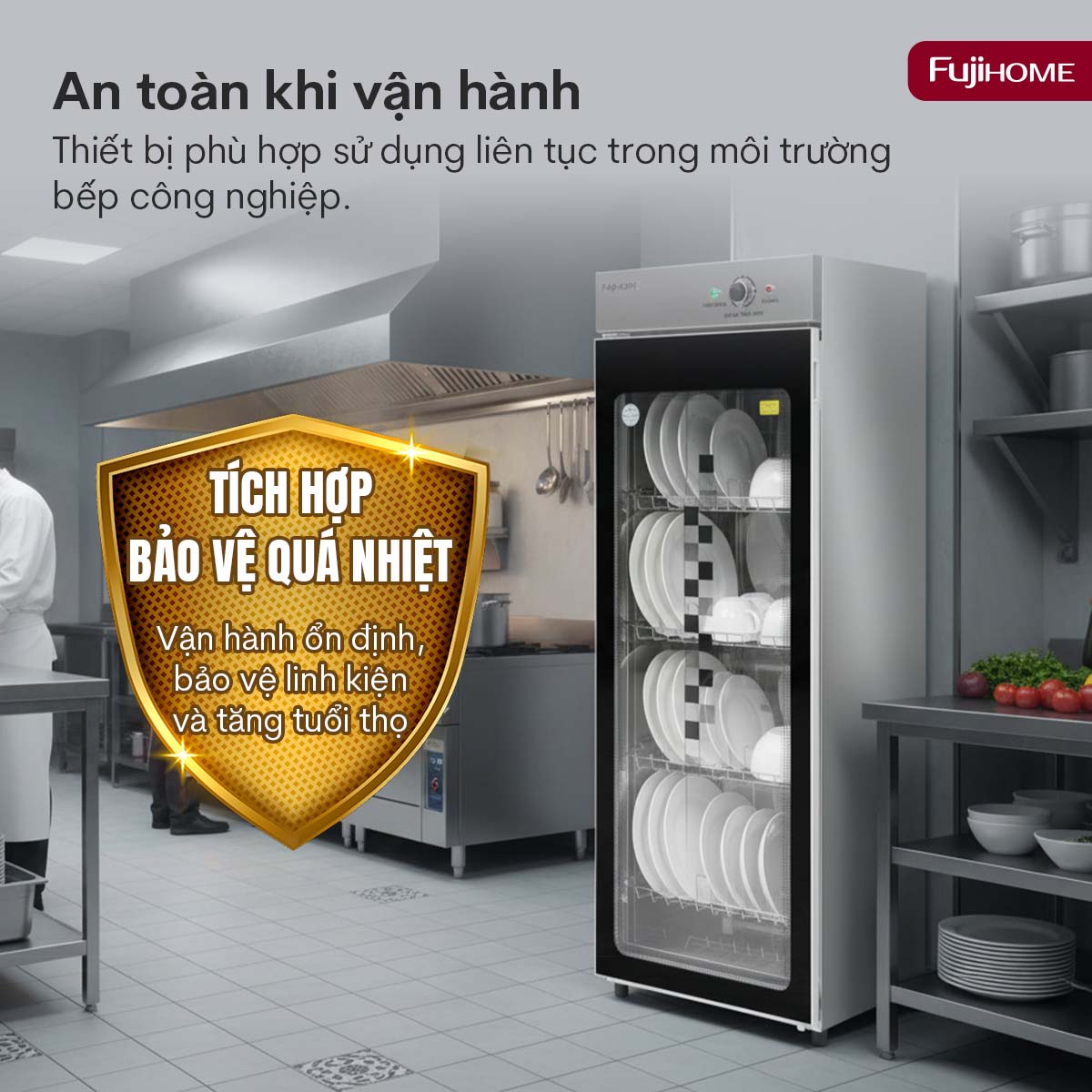 Tủ sấy chén bát tiệt trùng UV Fujihome DD500A 500 lít 2 cửa | Hàng chính hãng