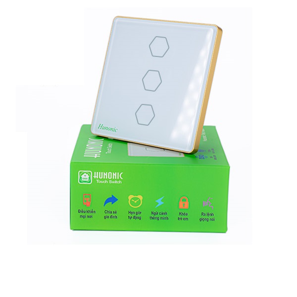 Công tác cảm ứng WiFi Hunonic 3 nút, HV